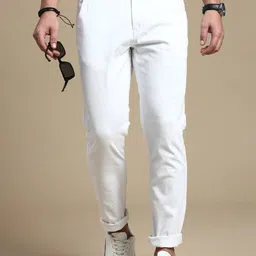 The Roadster Lifestyle Co. Men White Relaxed Slim-Fit Mid-Rise Chinos-image-52