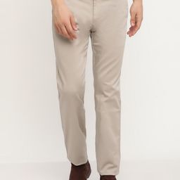 Octave Men Grey Solid Cotton Chinos Trousers-image-23