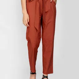 I Love She Women Rust Relaxed High-Rise Trousers-31