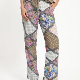 RAREISM Women Ethnic Printed Loose Fit High-Rise Parallel Trousers-image-5