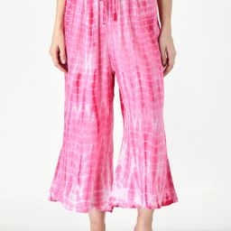 TAARAA Women Pink Printed Pleated Culottes Trousers-image-70