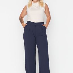 Trendyol Women Plus Size Navy Blue Pleated Trouser-picture-24