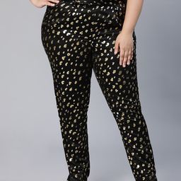 Oxolloxo Women Plus Size Printed Easy Wash Trousers-image-1