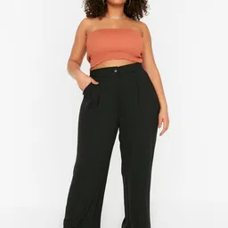 Trendyol Women Black Pleated Trousers-image-49