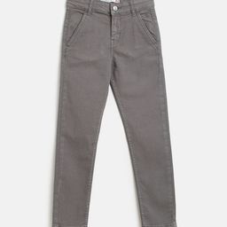 TALES & STORIES Boys Grey Slim Fit Cotton Trousers-image-61