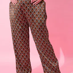 CURVY STREET Women Printed Loose Fit High-Rise Trousers-image-74