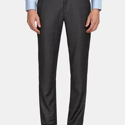 Blackberrys Men Black Checked Straight Fit Trousers-picture-3