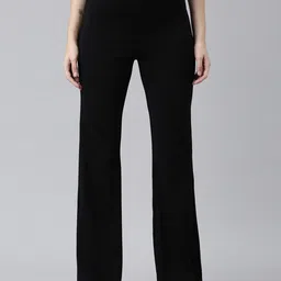 Go Colors Women Black Relaxed Flared High-Rise Trousers-picture-16