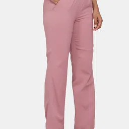 PowerSutra Women Pink Solid Straight Fit Trousers-image-7