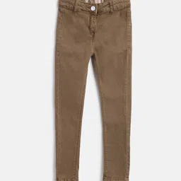TALES & STORIES Girls Brown Slim Fit Chinos Trousers-17