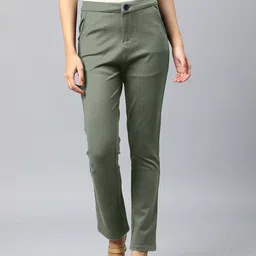 Xpose Women Green Comfort Straight Fit High-Rise Trousers-picture-40