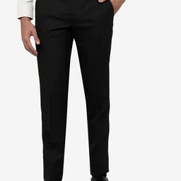 METAL Men Black Slim Fit Formal Trousers-image-81