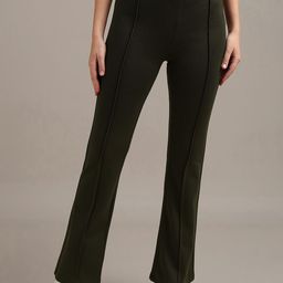 The Roadster Lifestyle Co Women Front Pintuck Mid-Rise Flared Trousers-image-52