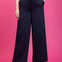 FableStreet Navy Satin Wide Legged Trousers-image-61