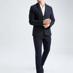 DeFacto Men Navy Blue Striped Trouser-picture-53
