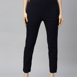 GOLDSTROMS Women Navy Blue Cotton Trousers-picture-40