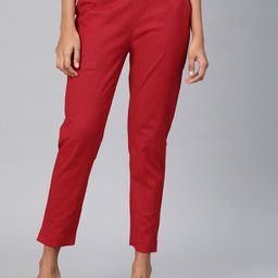 KALINI Women Smart Slim Fit Cotton Trousers-image-87