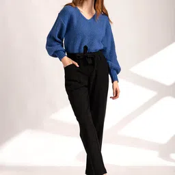 B Copenhagen Women Black Pleated Trousers-image-4