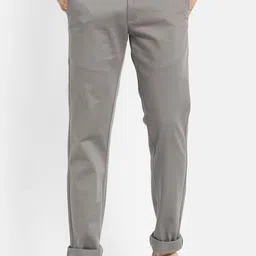 Octave Men Grey Solid Casual Trousers-image-67