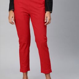 KALINI Women Smart Slim Fit Cotton Trousers-image-41