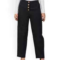 Orchid Blues Women Black High-Rise Trousers-image-93