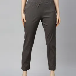 GOLDSTROMS Women Grey Cotton Trousers-image-84