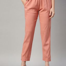 GOLDSTROMS Women Peach-Coloured Cotton Trousers-picture-14