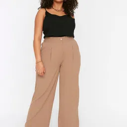 Trendyol Women Brown Pleated Trousers-picture-38