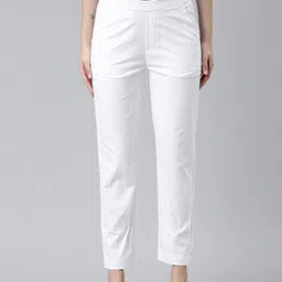 Go Colors Women White Relaxed Straight Leg Straight Fit Chinos Trousers-picture-7