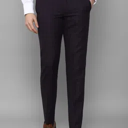 Louis Philippe Men Black Checked Slim Fit Trousers-image-48