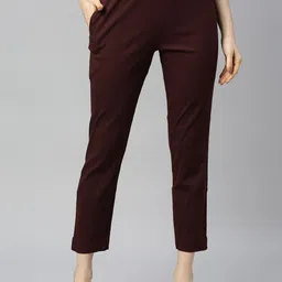 GOLDSTROMS Women Coffee Brown Cigarette Trouser-image-39
