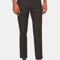 Excalibur Men Brown Solid Regular Fit Trousers-image-79