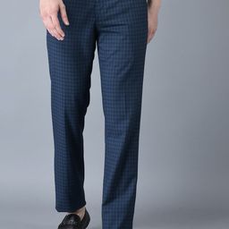 CANOE Men Smart Checked Mid Rise Formal Trousers-image-95