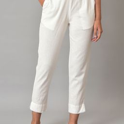 AURELIA Women Mid-Rise Cropped Pure Cotton Cigerette Trousers-54