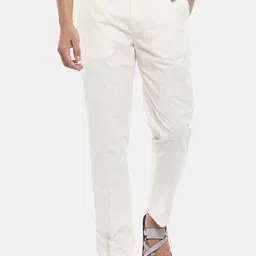 indus route by Pantaloons Men Off White Solid Regular Trousers-image-38