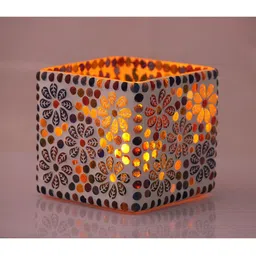 Brahmz Glass Mosaic Square Shape Aroma Oil Diffuser with Glass Bowl & 2 Aroma Oils-16