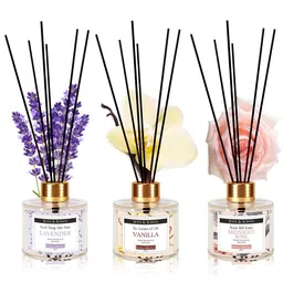 SOUL & SCENTS 3 Pieces Transparent Lavender Vanilla Midnight Rose Reed Diffuser 120 ml-0