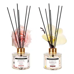 SOUL & SCENTS Transparent 2 Pieces Vanilla & Midnight Rose Reed Diffuser & 6 Sticks 120 ml-1