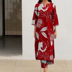 KALINI Floral Printed Straight Kurta With Trouser-picture-52