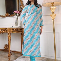 KALINI Bandhani Printed Regular Straight Kurta With Trousers-picture-28