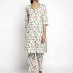 AURELIA Women Printed V-Neck Straight Kurta with Trousers-image-27