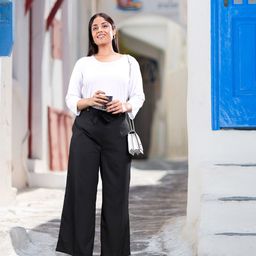 Sztori Women Plus Size Flared Parallel Trousers-image-55