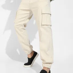 Campus Sutra Men Yellow Mid-Rise Relaxed Cotton Regular Fit Cargos-image-25