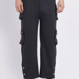BAESD Men Relaxed Straight Leg High Rise Easy Wash Pure Cotton Cargos Trousers-image-14