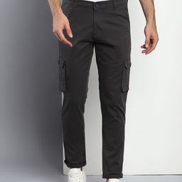 Dennis Lingo Men Grey Tapered Fit Cargos Trousers-image-81