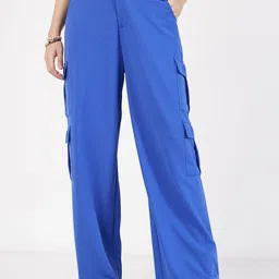 SASSAFRAS Women Plain Flat-Front High-Rise Cargos-93