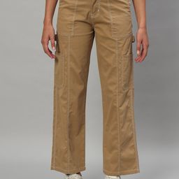 BROOWL Women Relaxed Loose Fit High-Rise Cargo Trousers-image-83