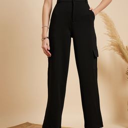 MINT STREET Women Tailored Straight Fit Cargos Trousers-image-30