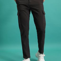 HIGHLANDER Men Tapered Fit Cotton Cargos Trousers-image-26