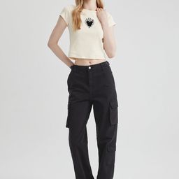 DeFacto Women Mid Rise Cargos Trousers-image-83